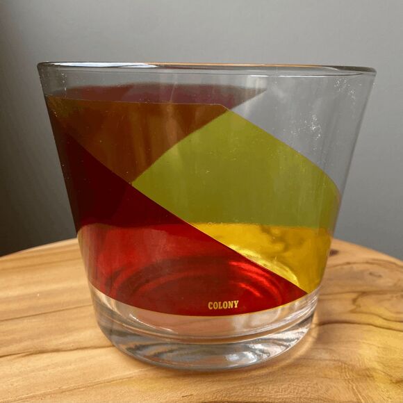 Vintage Colony Glass Ice Bucket | MCM Geometric Barware Pop Art Style - Picture 1 of 6